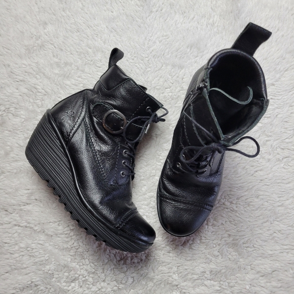 Fly London Shoes - Fly London Yezi Leather Ankle Boots Women's 41 / US 10 Black